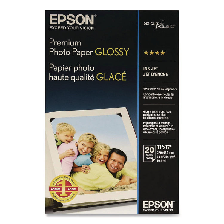 Premium Photo Paper, 10.4 Mil, 11 X 17, High-Gloss White, 20/pack