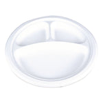 ChampWare Molded Fiber Tableware, 3-Compartment Plate, 10" dia, White, 125/Sleeve, 4 Sleeves/Carton