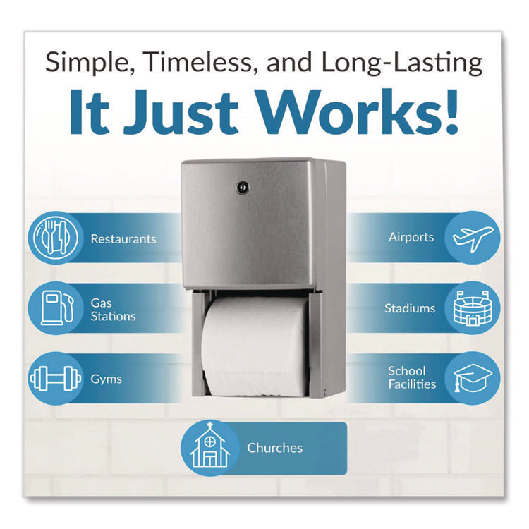 ConturaSeries Two-Roll Tissue Dispenser, 6.08 x 5.94 x 11, Stainless Steel