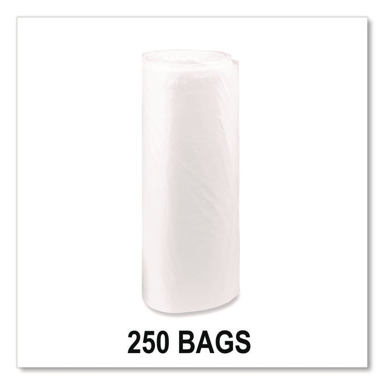 Eco Strong Plus Can Liners, 33 gal, 13 mic, 33" x 39", Natural, Perforated Roll, 250/Carton