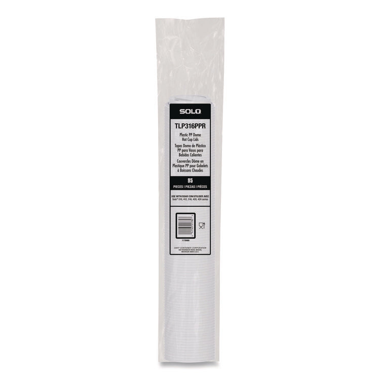 Traveler Cappuccino Style Dome Lid, Fits 10 oz to 24 oz Hot Cups, White, 95 Lids/Sleeve, 10 Sleeves/Carton