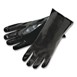 Rough Finish Single Dipped PVC Gloves, 12" Long, Large, Black, 12 Pairs
