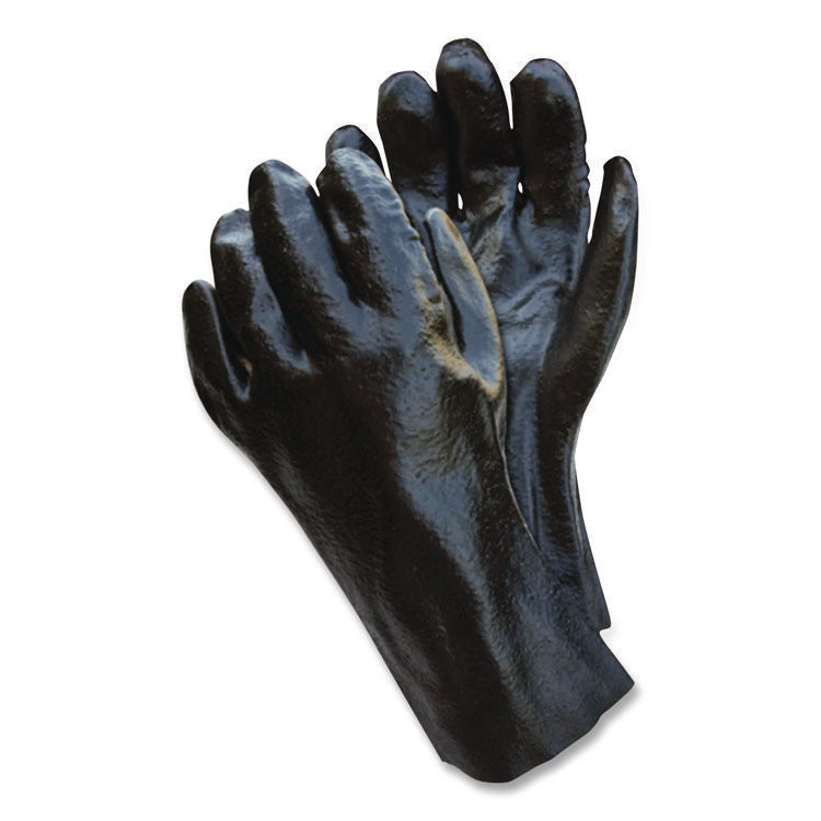 Smooth Finish Single Dipped PVC Gloves, 18" Long, Large, Black, 12 Pairs