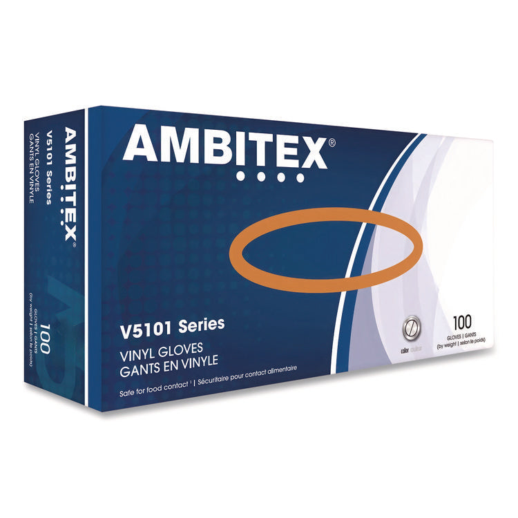 V5101 Series Latex-Free Lightly Powdered Vinyl Gloves, X-Large, 3 mil Thick, 9" Long, Clear, 100/Box