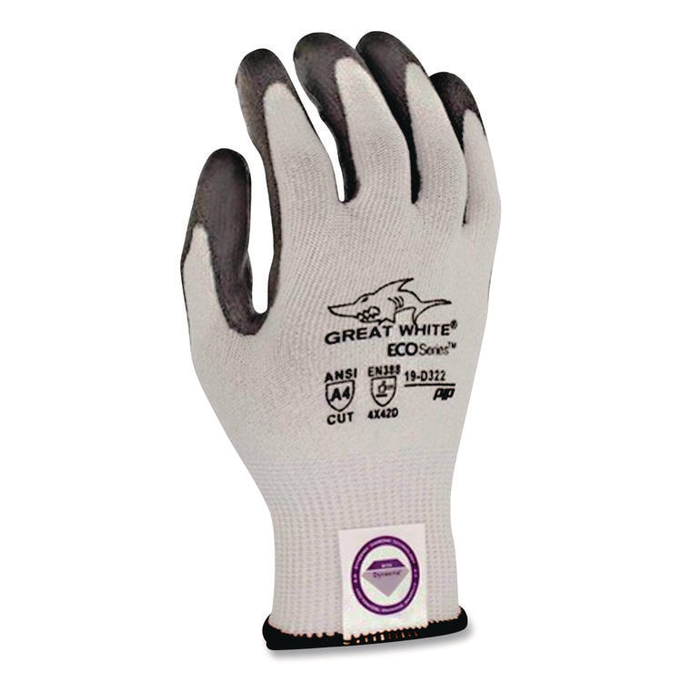 Great White 3GX Seamless Knit Dyneema Diamond Blended Gloves, EN388: 4542, Small, White/Gray, Pair