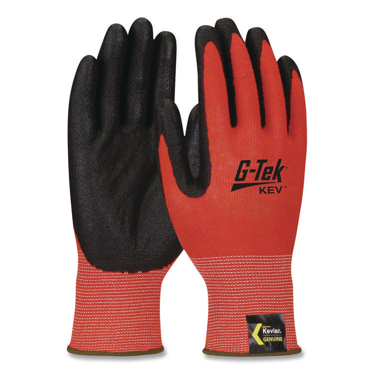 KEV Hi-Vis Seamless Knit Kevlar Gloves, EN388: 4X31, X-Large, Red/Black, Pair