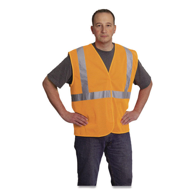 ANSI Class 2 Hook and Loop Safety Vest, X-Large, Hi-Viz Orange
