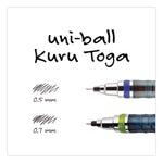 KuruToga Mechanical Pencil with Tube of Diamond Lead, 0.7 mm, HB (#2), Black Lead, Black/Green Barrel