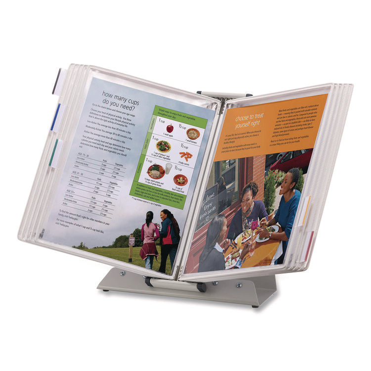 Antimicrobial Desktop Reference and Display System, 10 Panels with White Borders, White Base