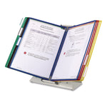 Antimicrobial Desktop Reference and Display System, 10 Panels with Assorted Borders, White Base