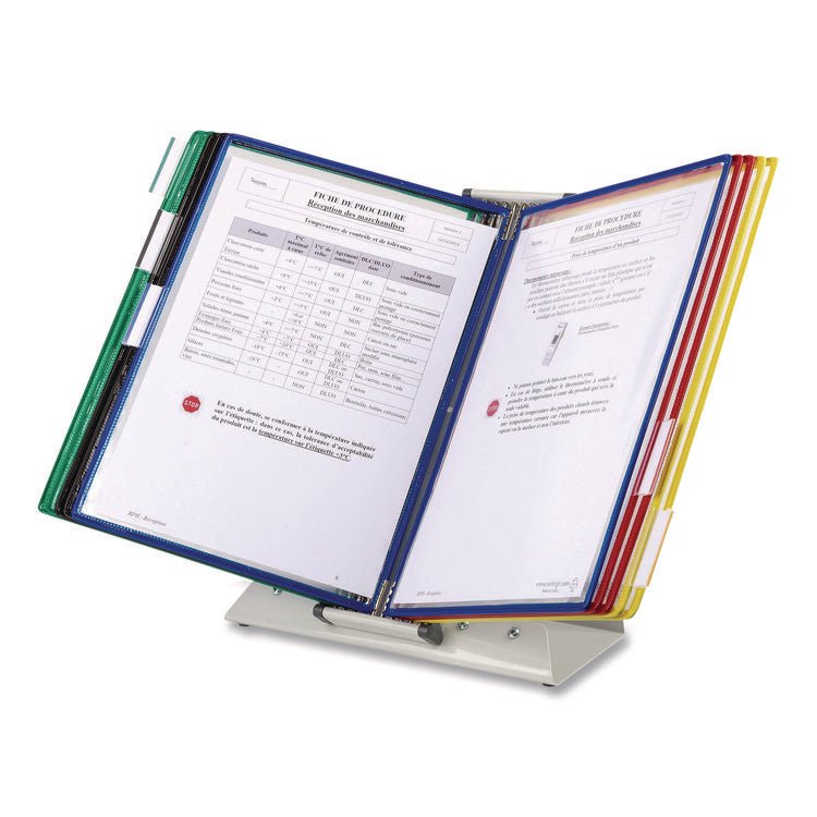 Antimicrobial Desktop Reference and Display System, 10 Panels with Assorted Borders, White Base