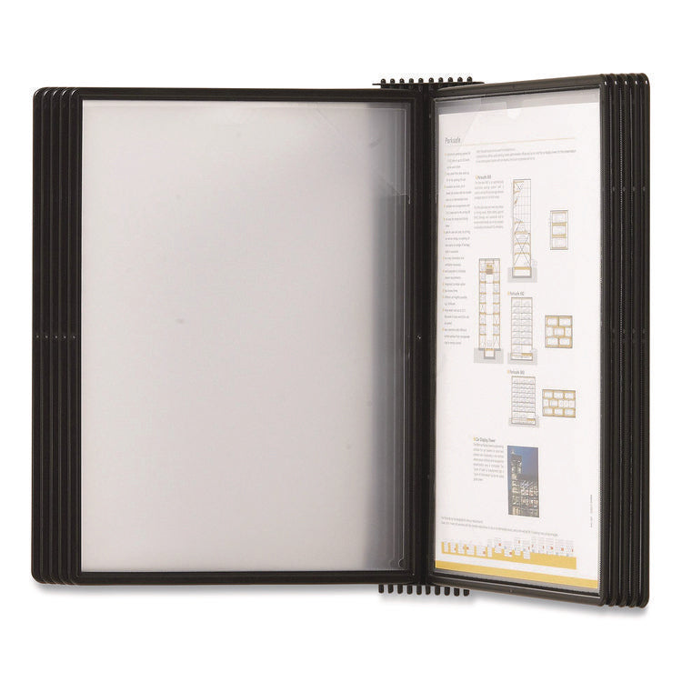 Easy-Load Wall Display Unit, 10 Panels with Black Borders, Black Base