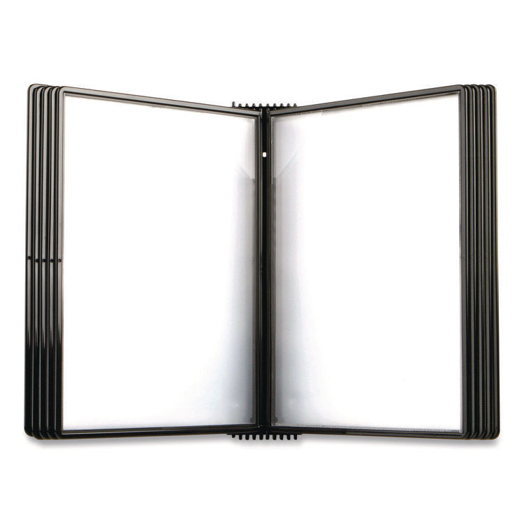 Easy-Load Wall Display Unit, 10 Panels with Black Borders, Black Base