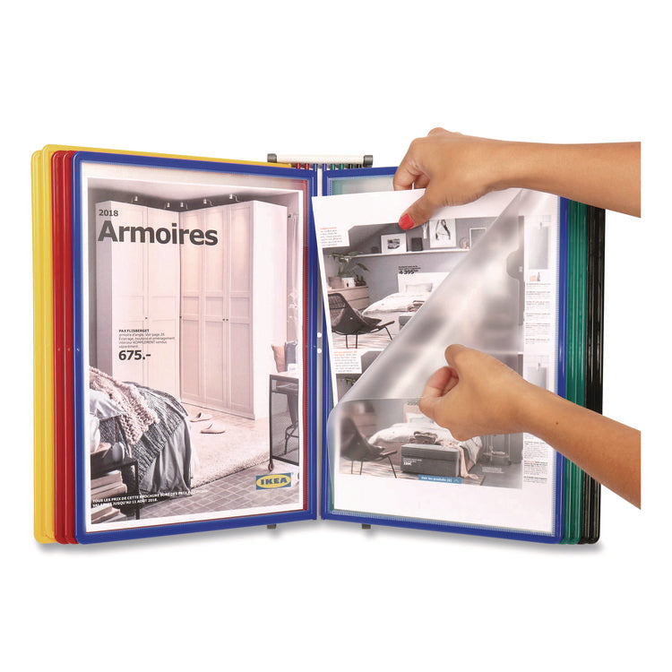 Easy-Load Wall Display Unit, 10 Panels with Assorted Borders, White Base