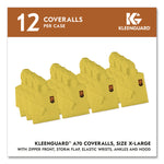 A70 Chemical Spray Protection Coveralls, Elastic Wrists, Ankles, Hood, XL, Yellow, 12/Carton