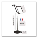 Floor Display Document Stand, 25" to 44" Tall, 10 Panels with Black Borders, Black Base