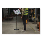 Floor Display Document Stand, 25" to 44" Tall, 10 Panels with Black Borders, Black Base