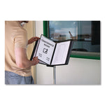 Floor Display Document Stand, 25" to 44" Tall, 10 Panels with Black Borders, Black Base