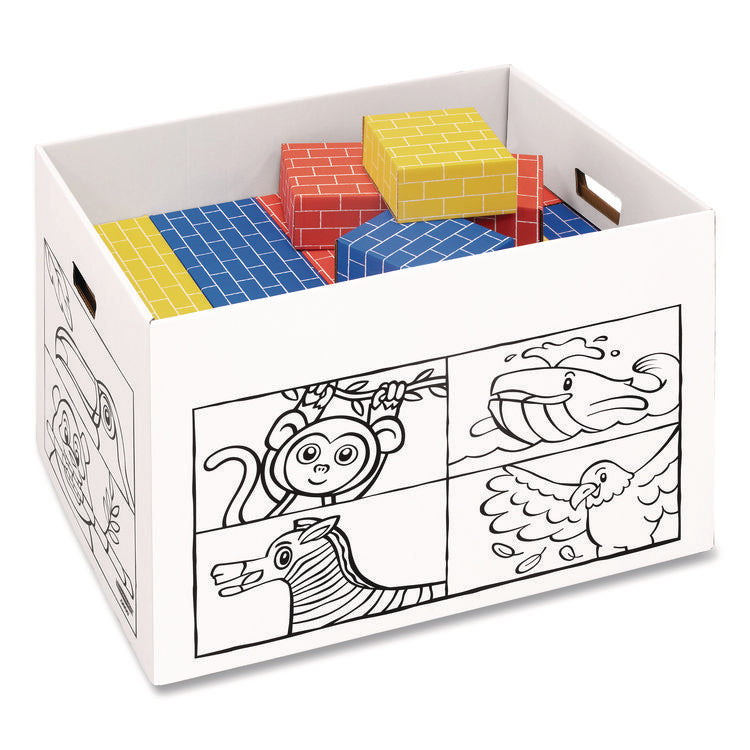 At Play Color in Toy Box, Animal Design, 1 Section, 5.25 Cu Ft, 28" x 18" x 18", White/Black