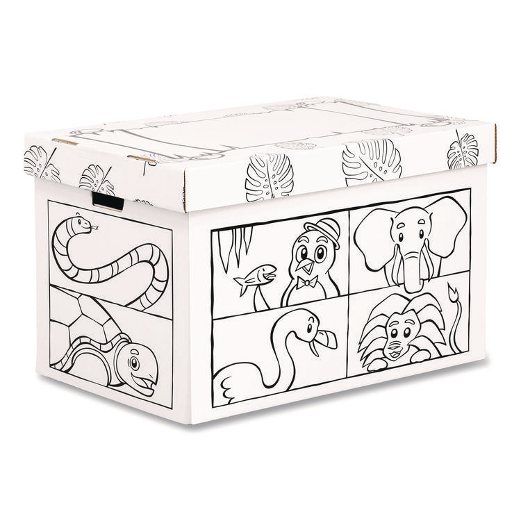 At Play Color in Toy Box, Animal Design, 1 Section, 5.25 Cu Ft, 28" x 18" x 18", White/Black
