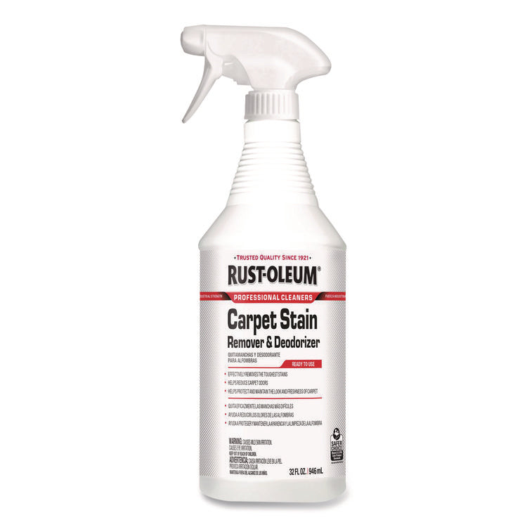 Professional Carpet Stain Remover Plus Deodorizer, Lemon Scent, 32 oz Spray Bottle, 6/Carton