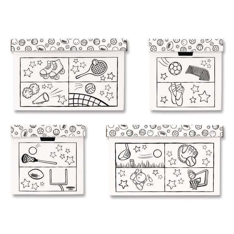 At Play Color in Toy Box, Sports Design, 1 Section, 5.25 cu ft, 28" x 18" x 18", White/Black