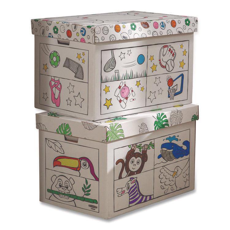 At Play Color in Toy Box, Sports Design, 1 Section, 5.25 cu ft, 28" x 18" x 18", White/Black