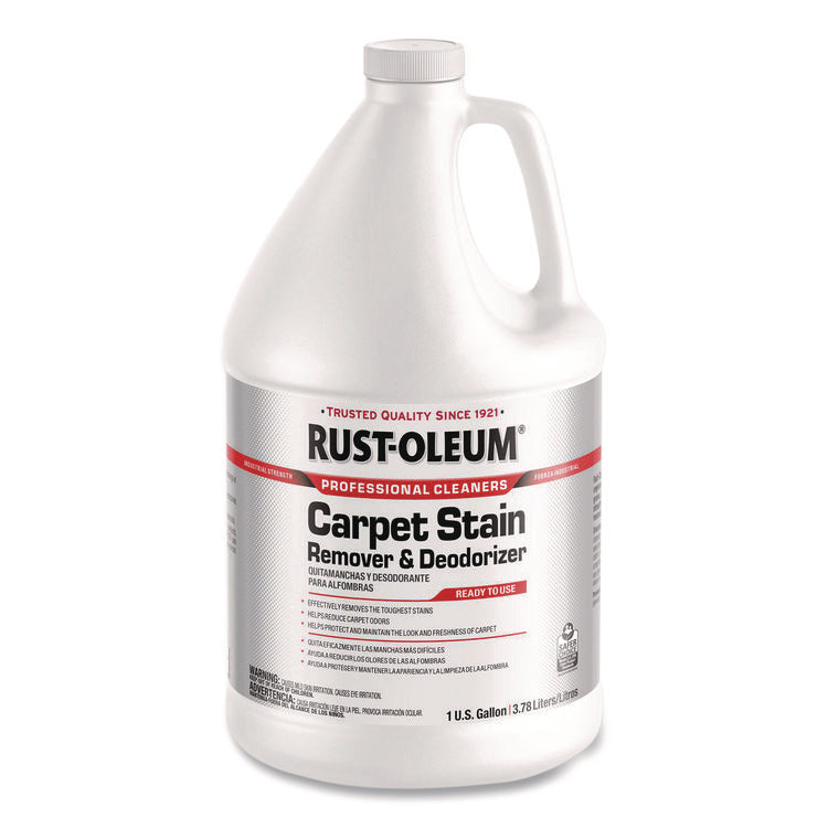 Professional Carpet Stain Remover Plus Deodorizer, Lemon Scent, 1 gal Jug, 4/Carton