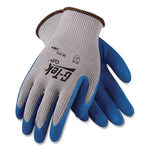 GP Latex-Coated Cotton/Polyester Gloves, EN388: 1111, 10" Long, Medium, Gray/Blue, 12 Pairs