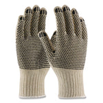 PVC-Dotted Cotton/Polyester Work Gloves, Reversible, Small, Beige/Black, 12 Pairs