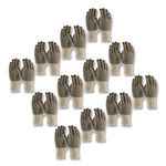 PVC-Dotted Cotton/Polyester Work Gloves, Reversible, Large, Beige/Black, 12 Pairs