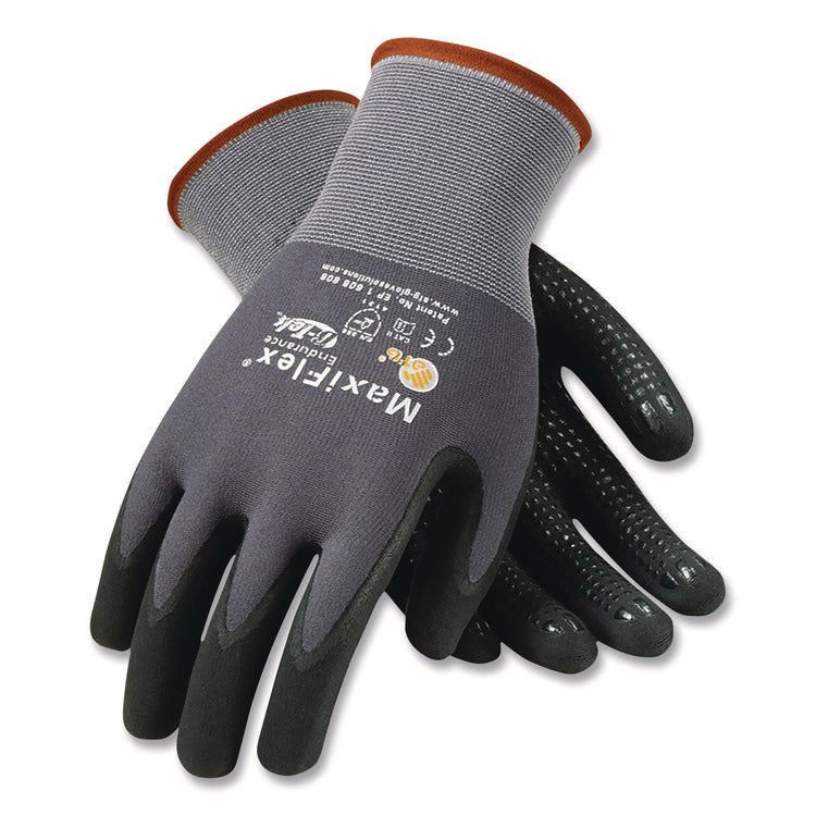 Ultimate Seamless Knit Nylon Gloves, Nitrile MicroFoam Grip: Palm/Fingers/Knuckles, EN388: 4131, X-Large, Gray, 12 Pairs