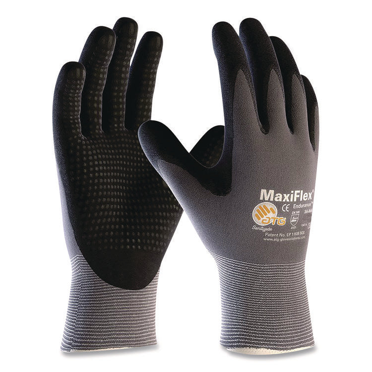 Ultimate Seamless Knit Nylon Gloves, Nitrile MicroFoam Grip: Palm/Fingers/Knuckles, EN388: 4131, X-Large, Gray, 12 Pairs
