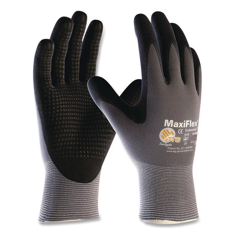 Ultimate Seamless Knit Nylon Gloves, Nitrile MicroFoam Grip: Palm/Fingers, EN388: 4131, Medium, Gray, 12 Pairs