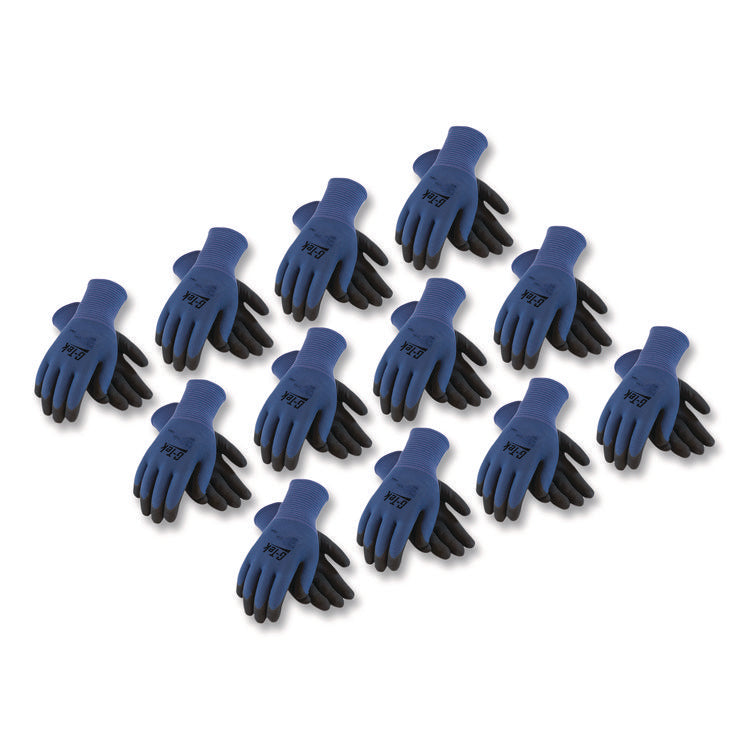 GP Nitrile-Coated Nylon Gloves, EN388: 4121, 10" Long, Medium, Blue/Black, 12 Pairs