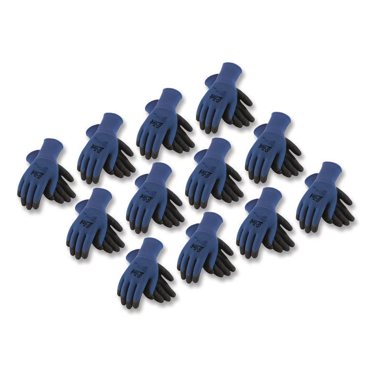 GP Nitrile-Coated Nylon Gloves, EN388: 4121, 10" Long, Large, Blue/Black, 12 Pairs