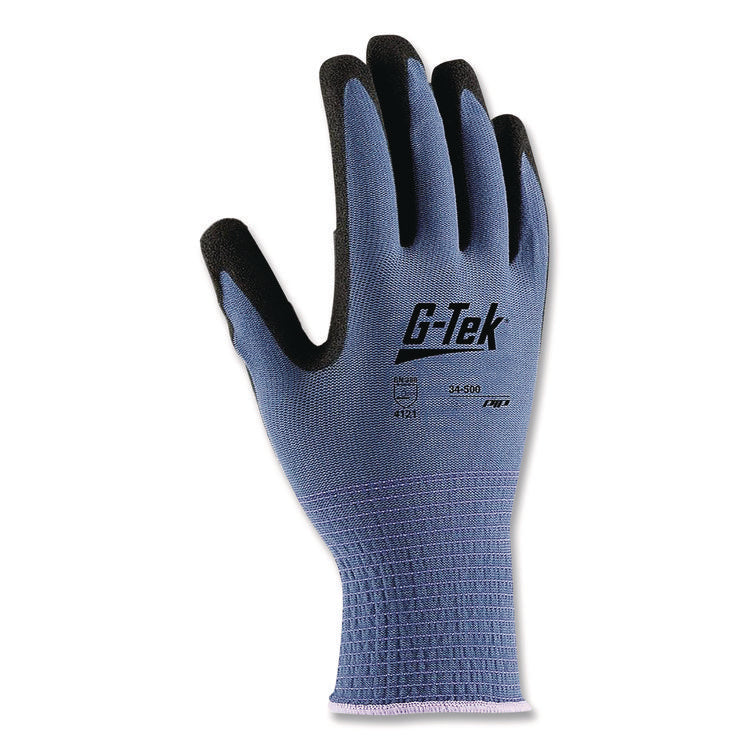 GP Nitrile-Coated Nylon Gloves, EN388: 4121, 10" Long, Large, Blue/Black, 12 Pairs