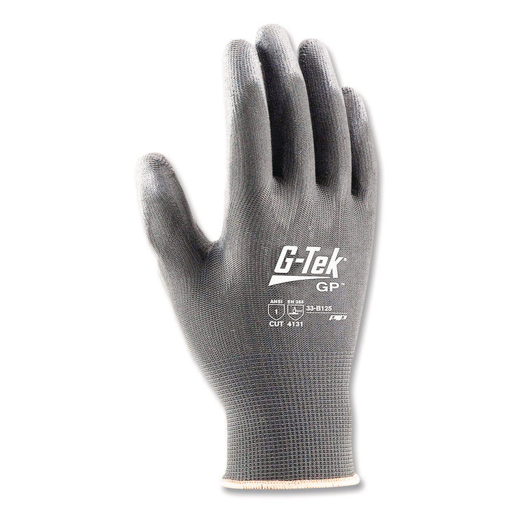 GP Polyurethane-Coated Nylon Gloves, EN388: 1111, 10" Long, Large, Gray, 12 Pairs