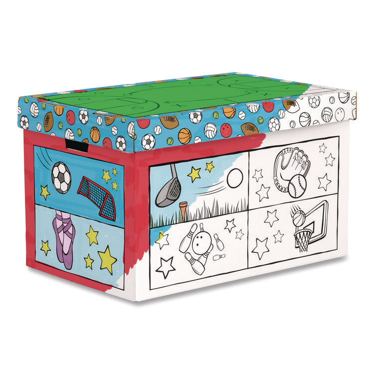 At Play Color in Toy Box, Sports Design, 1 Section, 5.25 cu ft, 28" x 18" x 18", White/Black