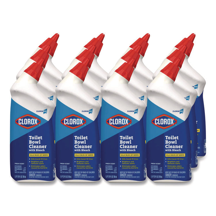Toilet Bowl Cleaner With Bleach, Fresh Scent, 24 Oz Bottle, 12/carton
