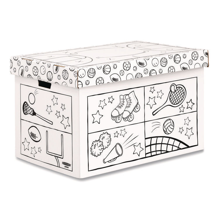 At Play Color in Toy Box, Sports Design, 1 Section, 5.25 cu ft, 28" x 18" x 18", White/Black