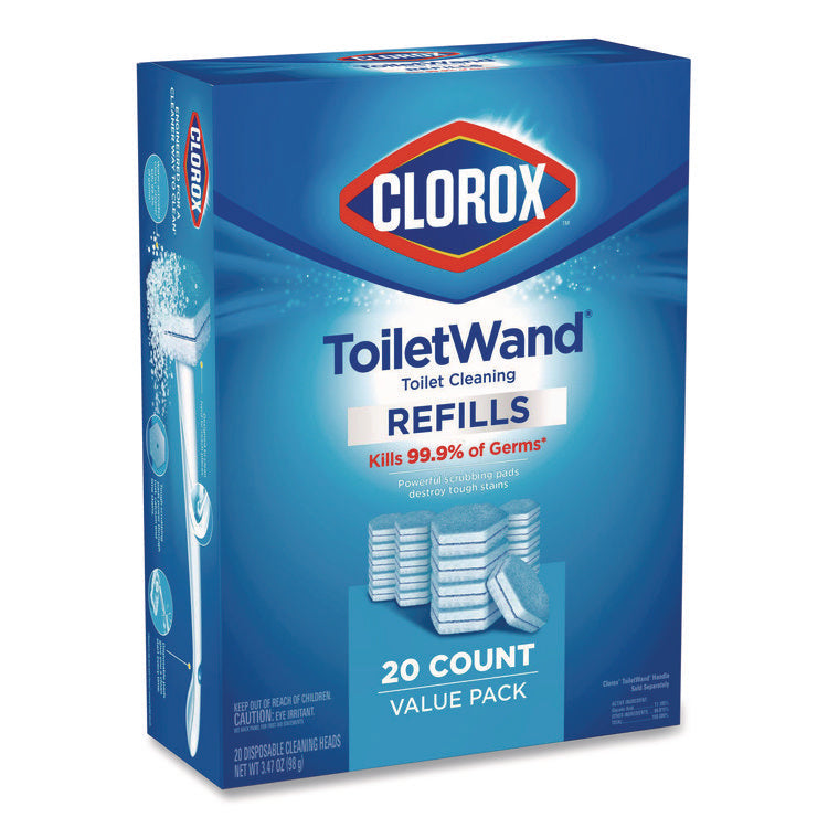 Disinfecting ToiletWand Refill Heads, Toilet Cleaning Scrubbing Pads, Blue/White, 20/Pack