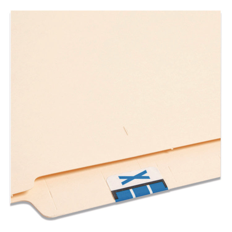 A-Z Color-Coded End Tab Filing Labels, X, 1 X 1.25, White, 500/roll