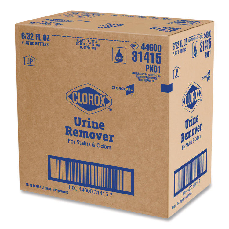CloroxPro Urine Remover for Stains and Odors, 32 oz Pull top Bottle, 6/Carton