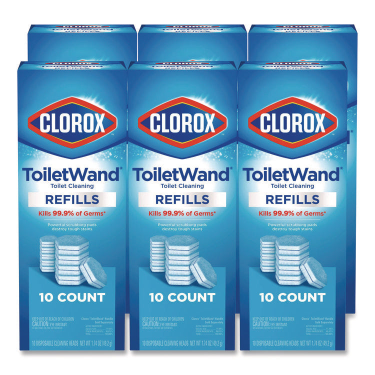 Disinfecting ToiletWand Refill Heads, Toilet Cleaning Scrubbing Pads, Blue/White, 10/Pack, 6 Packs/Carton