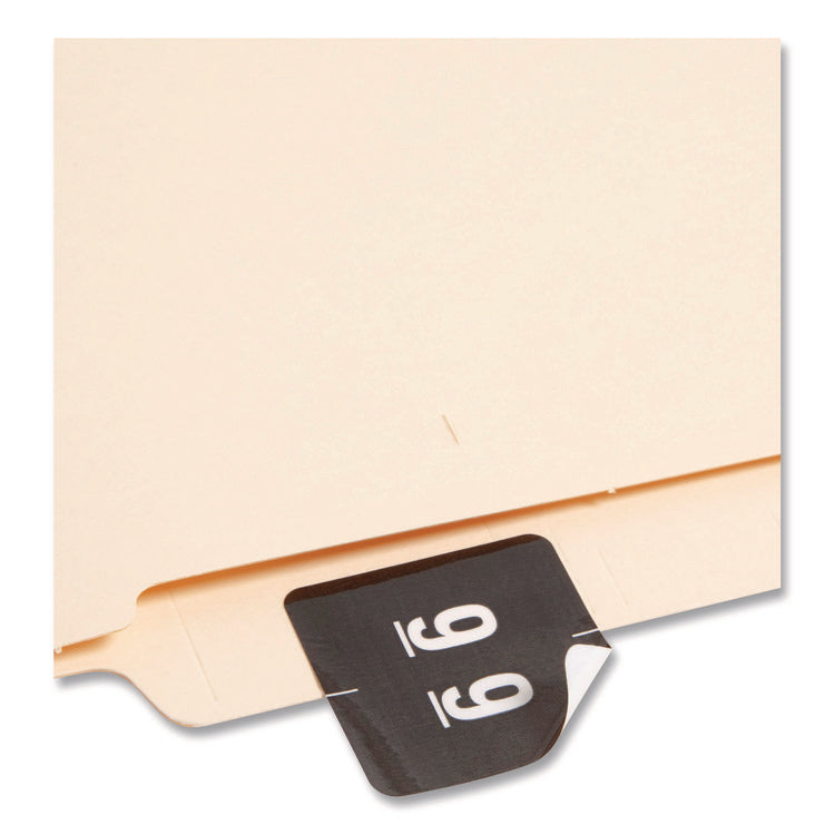 Numerical End Tab File Folder Labels, 9, 1.5 X 1.5, Black, 250/roll