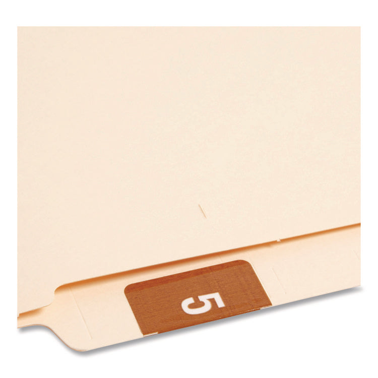 Numerical End Tab File Folder Labels, 5, 1.5 X 1.5, Brown, 250/roll