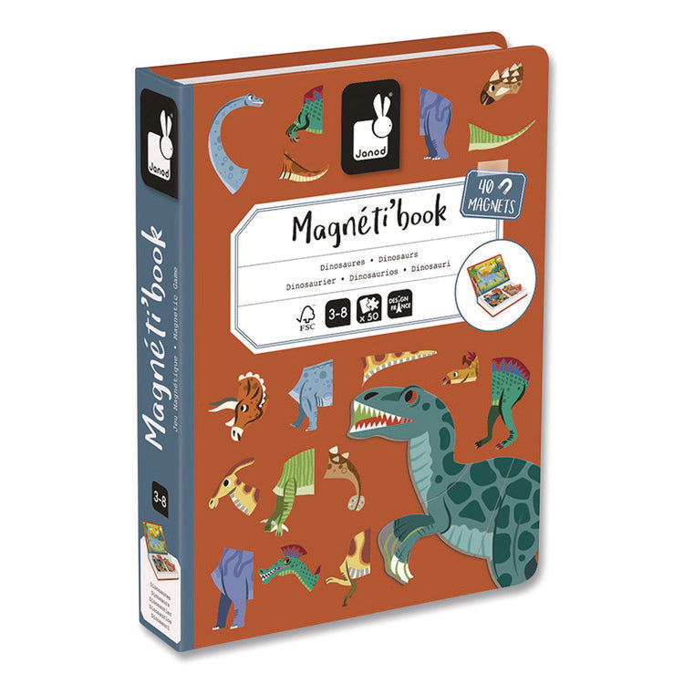 Magneti'books, Dinosaurs, 50 Pieces (10 Cards, 40 Magnetic Shapes), Ages 3 to 8 Years