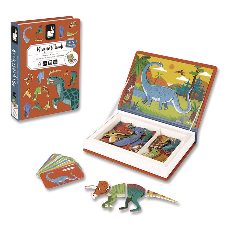 Magneti'books, Dinosaurs, 50 Pieces (10 Cards, 40 Magnetic Shapes), Ages 3 to 8 Years