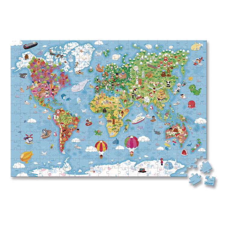Cardboard Giant World Map Suitcase Puzzle, Grades 2 to 7, 300 Pieces
